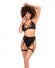 Halter Tie Top & High Waisted Bottom W/attachable Garters Black L/xl