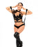 1 Pc Cat Girl Bodysuit W/attached Wrist Straps Black L/xl