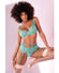 Floral Lace Bra, Garter Belt & Panty Aqua S/m