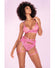 Floral Lace Bra, Ruffle Garter Belt & Panty Sunset Pink L/xl