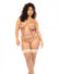 Floral Embroidered Teddy W/underwire Cup & Garters Pink 1x/2x