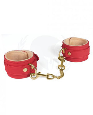 Spartacus Pu Wrist Cuffs W/plush Lining - Red