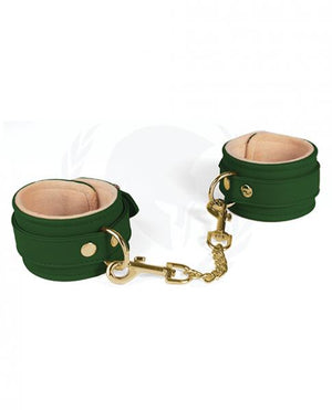 Spartacus Pu Ankle Cuffs W/plush Lining - Green