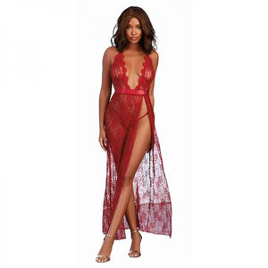 Dreamgirl Lace Gown & G-string Garnet Xl Hanging