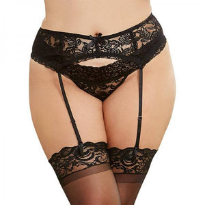 Dreamgirl Plus-size Sexy And Delicate Scalloped Lace Garter Belt Black Queen Hanging