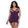 Dreamgirl Microfiber And Mesh Garter Slip With Underwire Shelf Bra Plum Queen