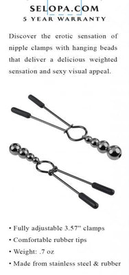 Selopa Beaded Nipple Clamps Black Chrome