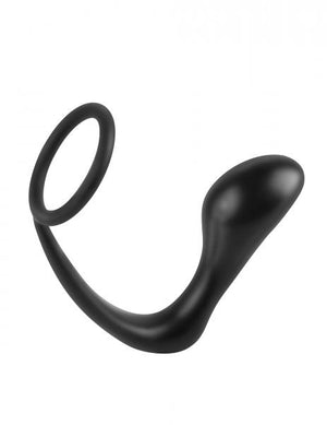 Ass-Gasm Silicone Cockring Plug Black