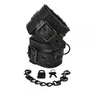 Sincerely Lace Fur Lined Handcuffs Black