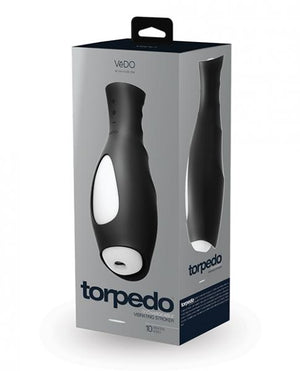 Vedo Torpedo Rechargeable Stroker Just Black W/ Glow Sleeve