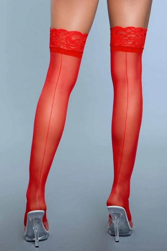 1912 Keep A Secret Thigh Highs Red - Bossy Pearl