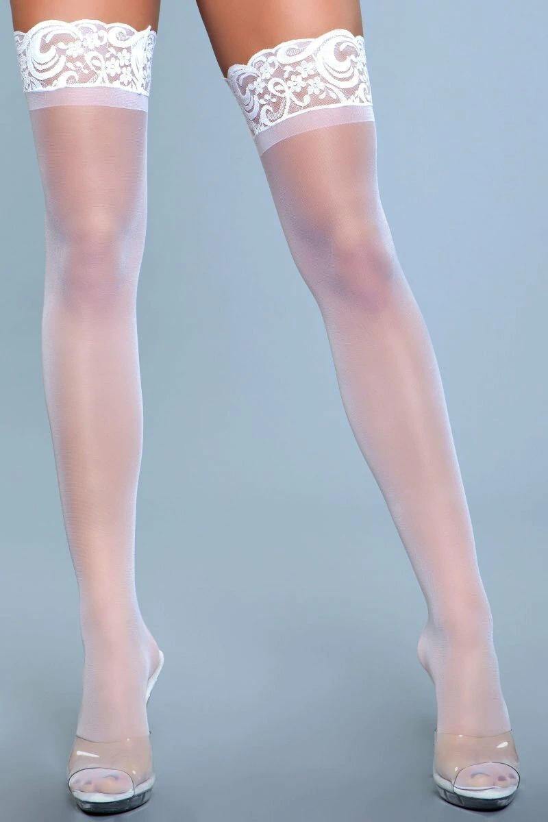 1919 Lace Over It Thigh Highs White - Bossy Pearl