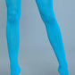1932 Opaque Nylon Thigh Highs Turquoise - Bossy Pearl