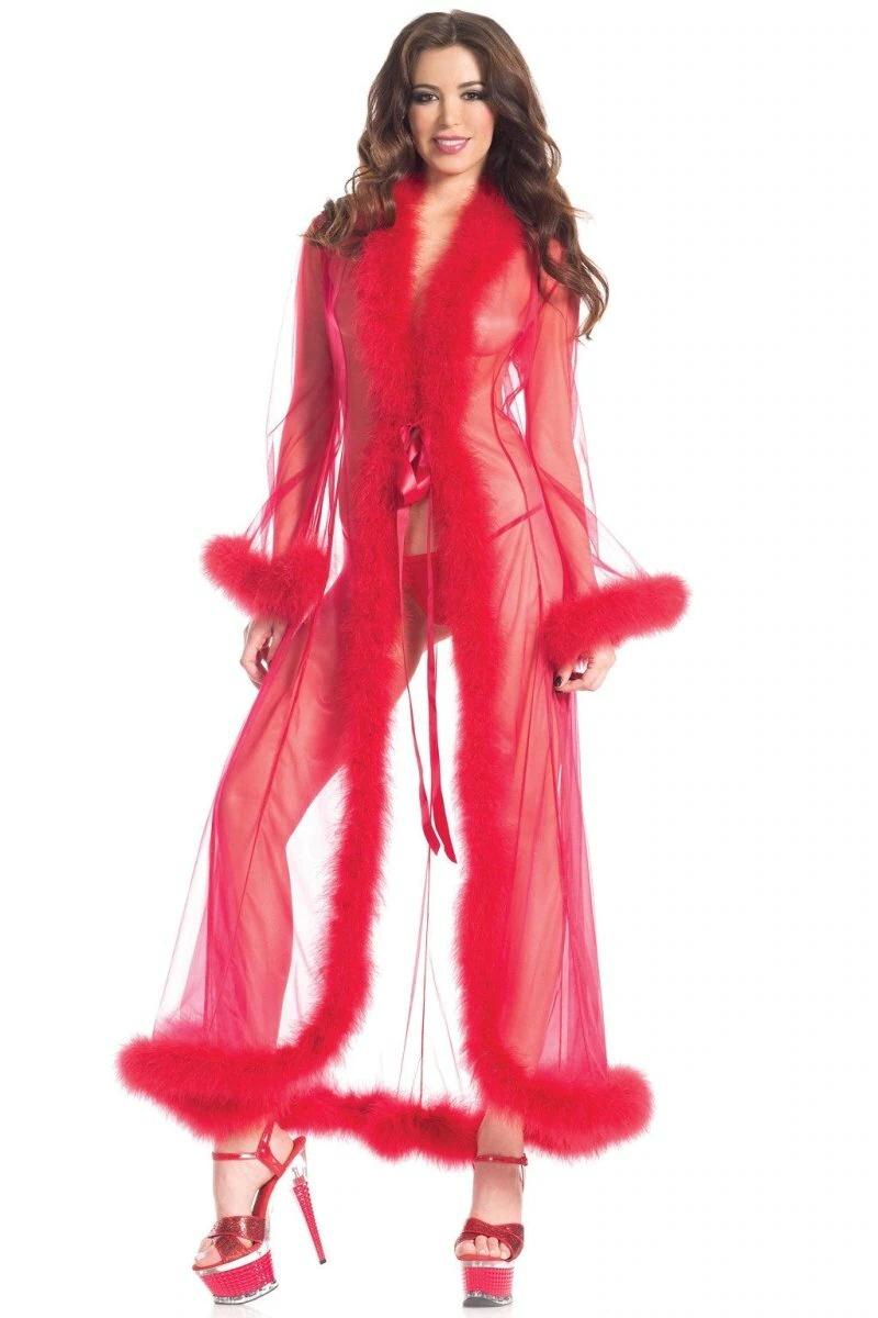 BW1650RD Marabou Robe Red - Bossy Pearl