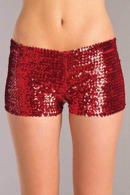 BW1676RD Sequin Booty Shorts - Red - Bossy Pearl