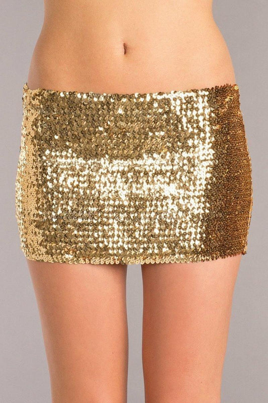 BW1677GD Sequin Skirt - Gold - Bossy Pearl