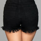J9BK Fringed Button Up Shorts - Black - Bossy Pearl