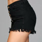 J9BK Fringed Button Up Shorts - Black - Bossy Pearl