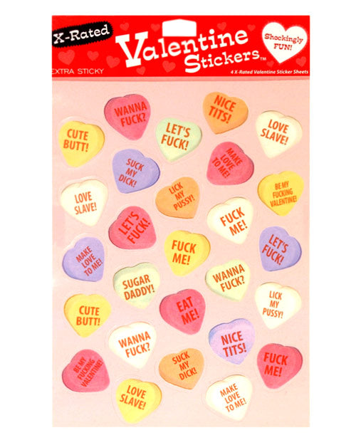 4 X-rated Valentine Sticker Sheets - 27 Stickers Per Sheet - Bossy Pearl
