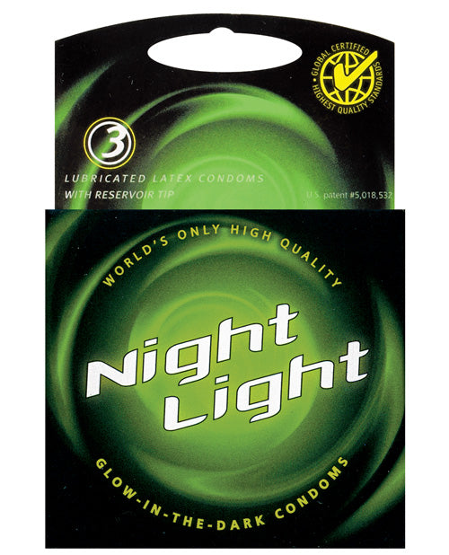 Night Light Glow In The Dark Condom - Box Of 3 - Bossy Pearl