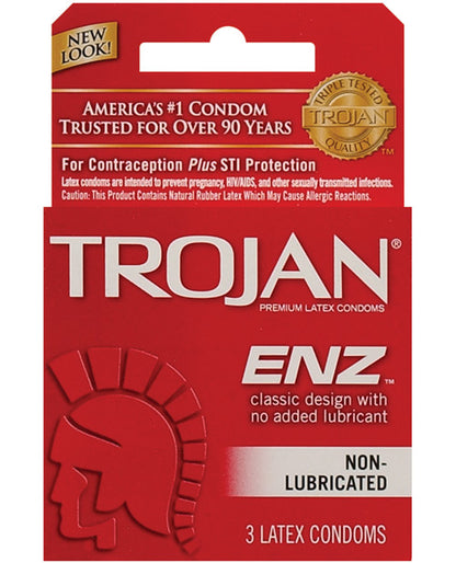 Trojan Enz Non-lubricated - Box Of 3 - Bossy Pearl