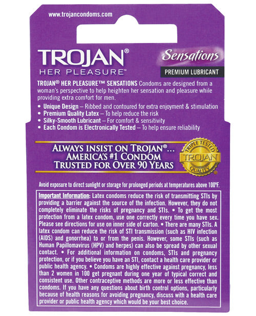 Trojan Her Pleasure Condoms - Box Of 3 - Bossy Pearl