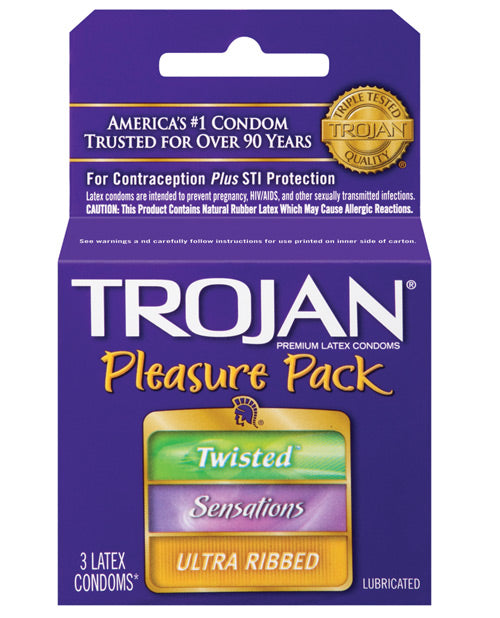 Trojan Pleasure Pack Condoms - Box Of 3 - Bossy Pearl