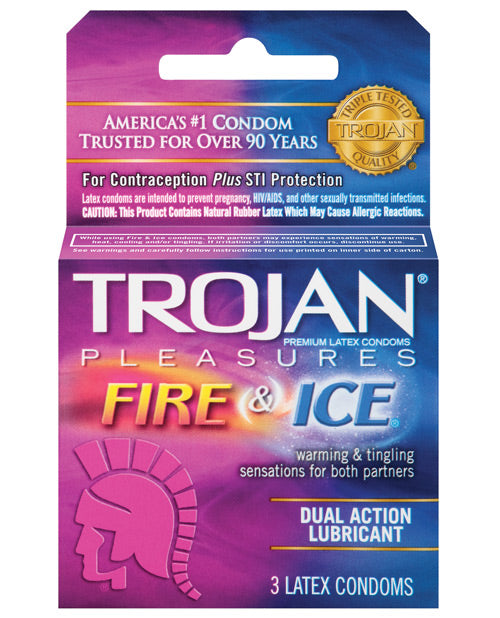 Trojan Fire & Ice Condoms - Box Of 3 - Bossy Pearl