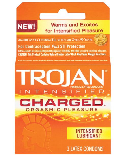Trojan Intensified Charged Condoms - Box Of 3 - Bossy Pearl