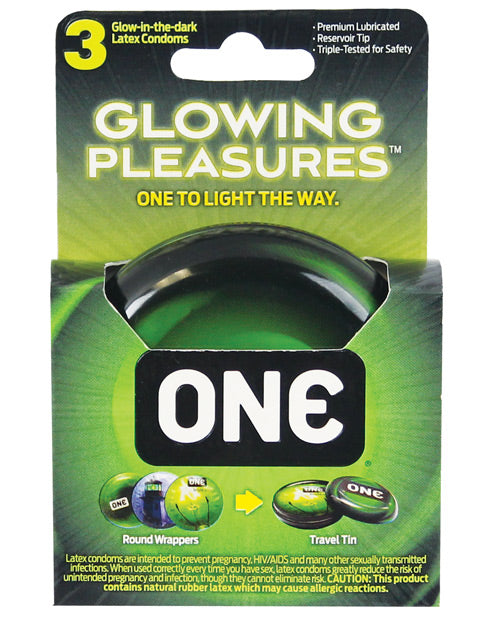 One Glowing Pleasures Condoms - Box Of 3 - Bossy Pearl