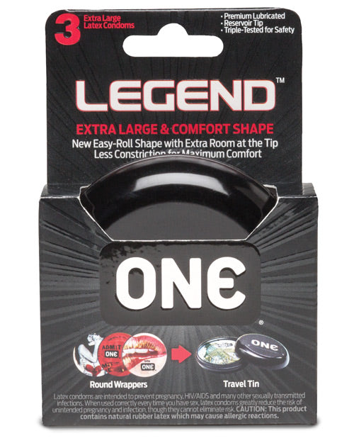 One The Legend Xl Condoms - Box Of 3 - Bossy Pearl