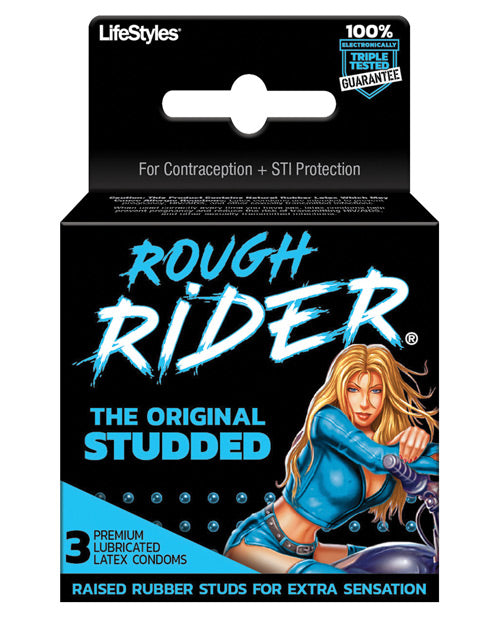 Lifestyles Rough Rider Studded Condom Pack - Pack Of 3 - Bossy Pearl