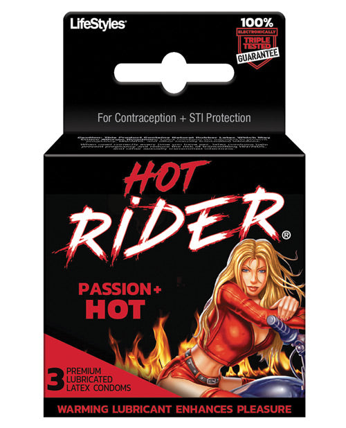 Lifestyles Hot Rider Hot Condom Pack - Pack Of 3 - Bossy Pearl