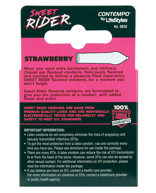 Lifestyles Sweet Rider Condoms - Strawberry Pack Of 3 - Bossy Pearl