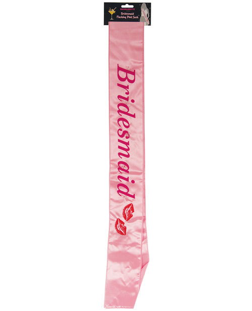 Bachelorette Bridesmaid Flashing Sash W-kisses - Pink - Bossy Pearl