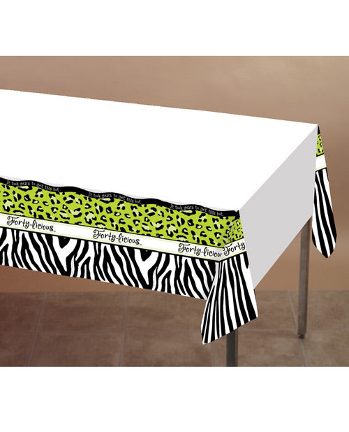 Forty-licious Plastic Tablecover W-border Print - 54" X 108" - Bossy Pearl