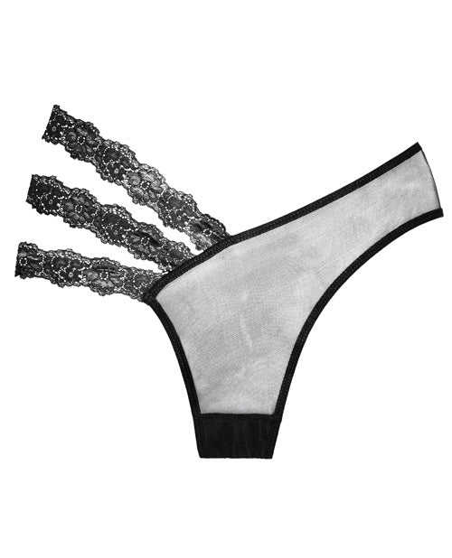 Adore Sheer & Lace Wild Orchid Panty Black O-s - Bossy Pearl
