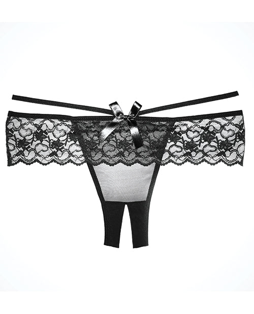 Adore Angel  Crotchless Panty Black O-s - Bossy Pearl