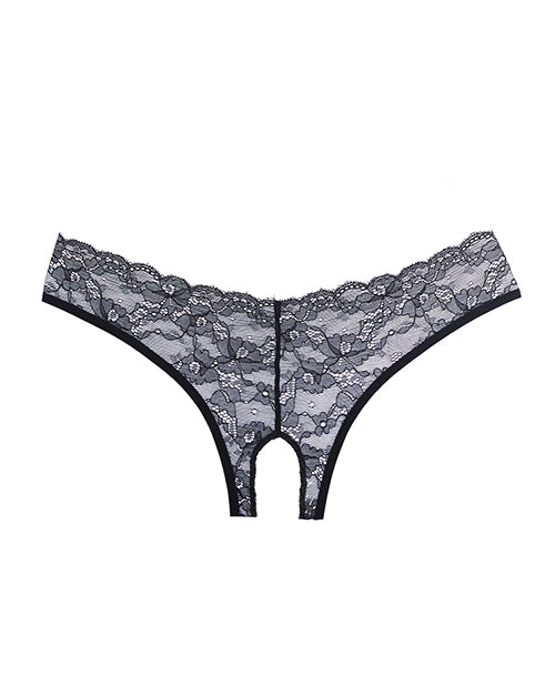 Adore Crush Lace Open Panty Black O-s - Bossy Pearl