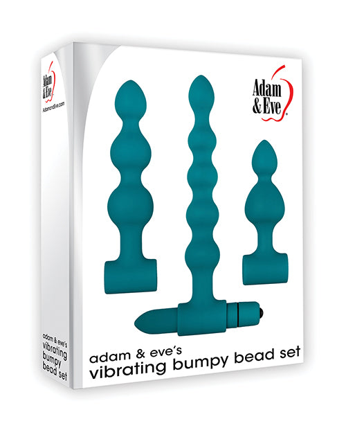 Adam & Eve Vibrating Anal Bumpy Bead Set - Teal - Bossy Pearl