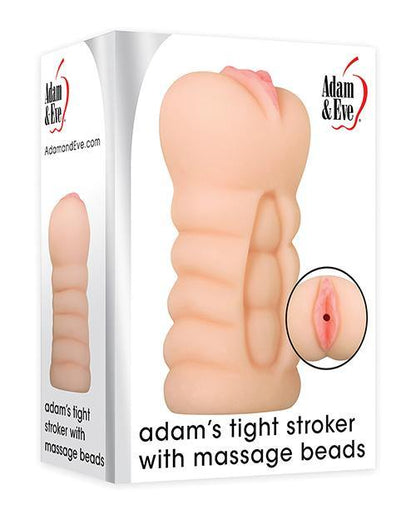Adam & Eve Adam's Tight Stroker W-massage Beads - Ivory - Bossy Pearl