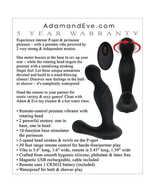 Adam & Eve Adam's Rotating P Spot Massager - Black - Bossy Pearl