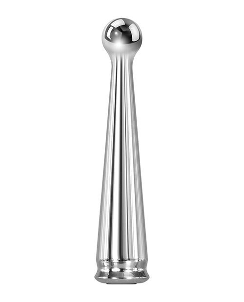Adam & Eve Tease Me Rechargeable Metal Vibrator - Chrome - Bossy Pearl