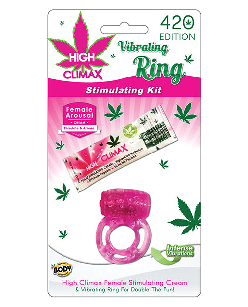 High Climax Vibrating Ring Stimulating Kit W-hemp Seed Oil - Pink - Bossy Pearl