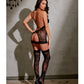 Stretch Lace Garter Dress W-adjustable Halter Ties, Attached Garters & Thigh Highs Black O-s - Bossy Pearl