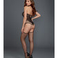 Fishnet & Lace Halter Neckline Teddy W-attached Garters & Thigh High Black O-s - Bossy Pearl