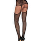 Abstract Knitted Garter Pantyhose W-attached Stockings Black O-s