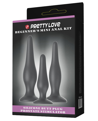Pretty Love Beginner's Mini Anal Kit - Black Set Of 3 - Bossy Pearl