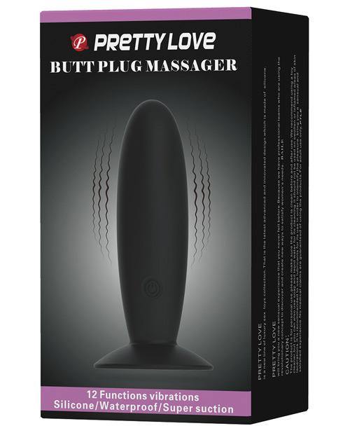 Pretty Love Butt Plug Massager - 12 Function Black - Bossy Pearl