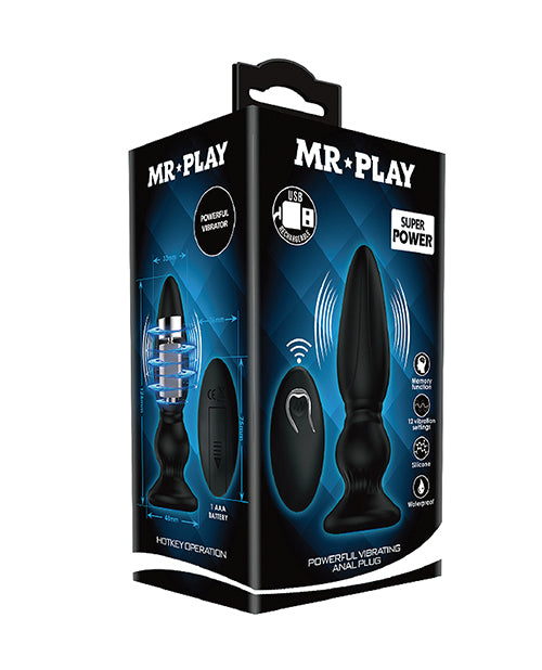 Mr. Play Vibrating Anal Plug W-remote - Black - Bossy Pearl